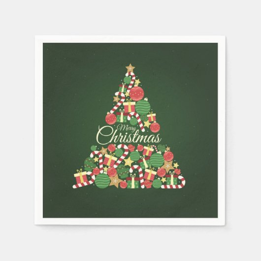 Kerstboom dinerfeest servet (Voorkant)