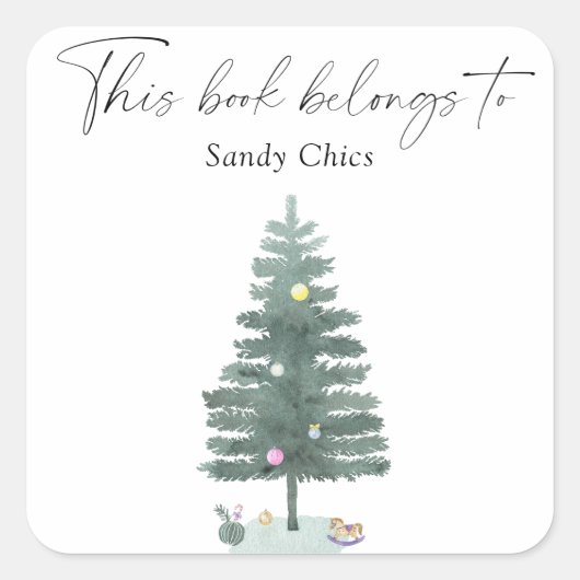 Kerstboom - dit boek behoort tot vierkante sticker (Voorkant)