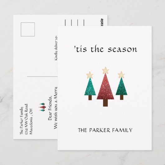 Kerstboom 'dit is het kerstseizoen briefkaart (Voorkant / Achterkant)