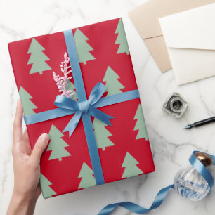 Kerstboom Donkerrood Cadeaupapier
