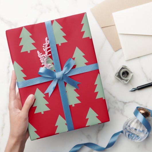 Kerstboom Donkerrood Cadeaupapier (Geschenken)