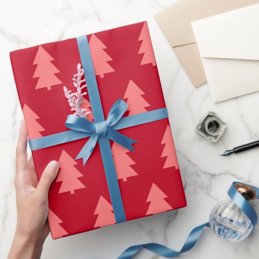 Kerstboom Donkerrood Cadeaupapier (Geschenken)