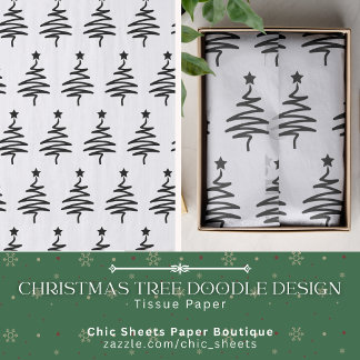 Kerstboom Doodle Design Tissuepapier