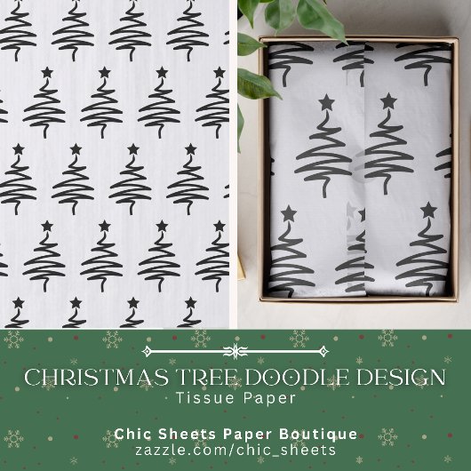 Kerstboom Doodle Design Tissuepapier