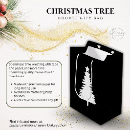 Kerstboom Doodle Gift Bag Medium Cadeauzakje