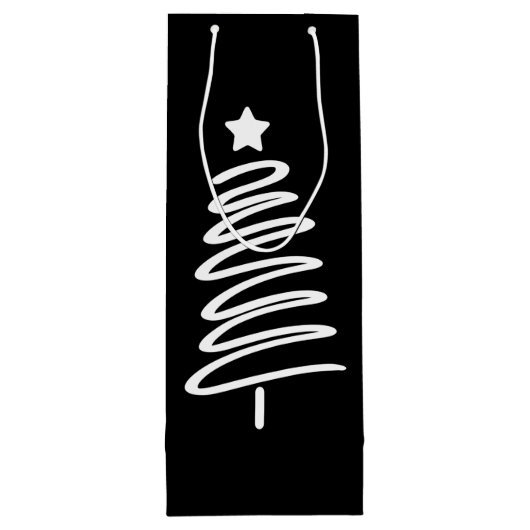 Kerstboom Doodle Gift Bag Wijn Cadeautas (Achterkant)