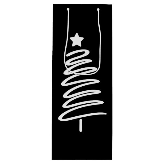 Kerstboom Doodle Gift Bag Wijn Cadeautas (Voorkant)
