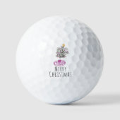 Kerstboom Doodle Handgetekende Kunst Golfballen (Voorkant)
