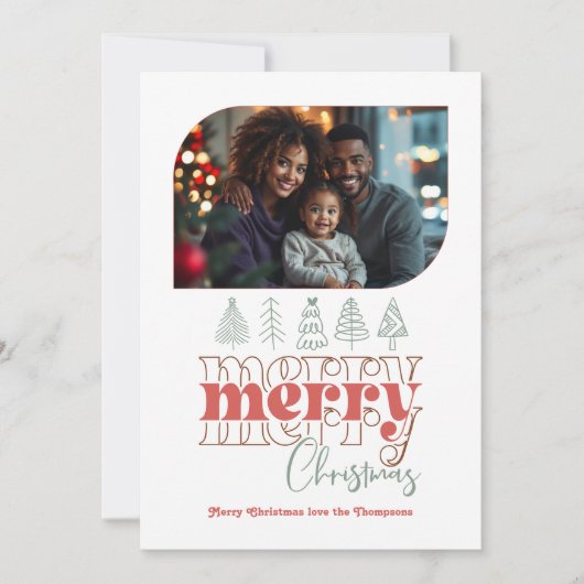Kerstboom Doodle Moderne Kerst Foto Feestdagenkaart (Voorkant)