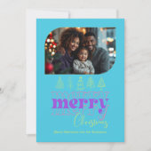 Kerstboom Doodle Moderne Retro Vakantie Foto Feestdagenkaart (Voorkant)