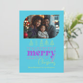 Kerstboom Doodle Moderne Retro Vakantie Foto Feestdagenkaart (Staand voorkant)