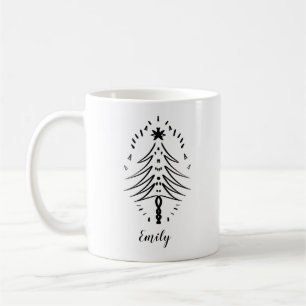 Kerstboom Doodles Whimsical Inkt Kunst Twee-Tons Koffiemok