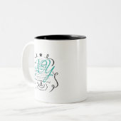 Kerstboom Doodles Whimsical Joy Script Tweekleurige Koffiemok (Voorkant links)