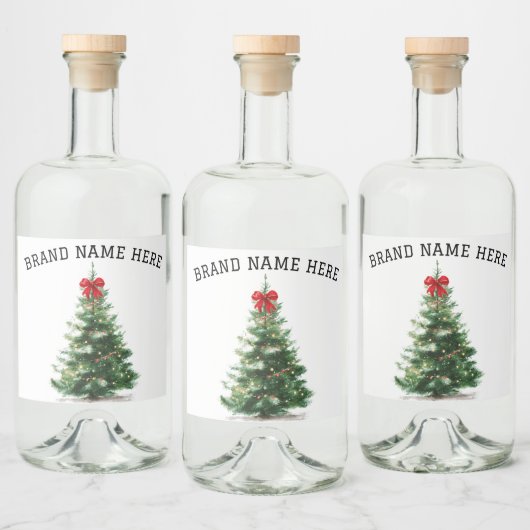 Kerstboom Dranklabelset – Merkennaam Likeurfles Etiket (Flessen)