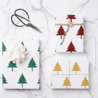 Kerstboom drie kleuren inpakpapier vel