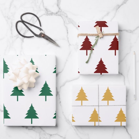 Kerstboom drie kleuren inpakpapier vel (Voorkant)