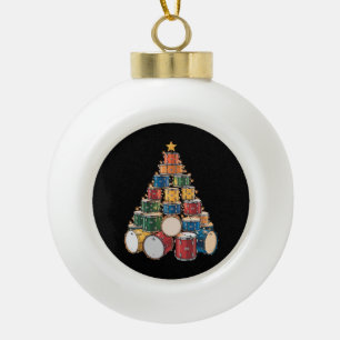 Kerstboom Drummer Muziek Vakantie Drum Band Keramische Bal Ornament