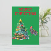 KERSTBOOM & DUITSE HERDER GEWIKKELD IN LICHTEN KAART (Staand voorkant)