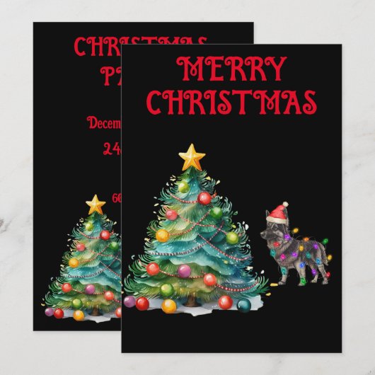 KERSTBOOM & DUITSE HERDER GEWIKKELD IN LICHTEN KAART (Voorkant / Achterkant)