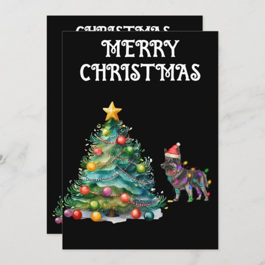 KERSTBOOM & DUITSE HERDER GEWIKKELD IN LICHTEN KAART (Voorkant / Achterkant)