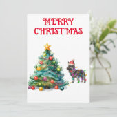 KERSTBOOM & DUITSE HERDER GEWIKKELD IN LICHTEN KAART (Staand voorkant)