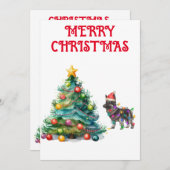 KERSTBOOM & DUITSE HERDER GEWIKKELD IN LICHTEN KAART (Voorkant / Achterkant)