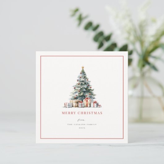 Kerstboom Eenvoud Feestdagenkaart (Staand voorkant)