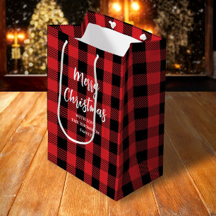 Kerstboom Eenvoudig Buffalo Geruit Patroon Medium Cadeauzakje