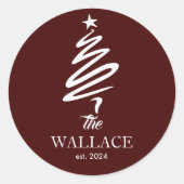 Kerstboom | Eenvoudig Elegant Kerstgezin Ronde Sticker (Voorkant)