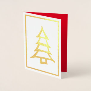 Kerstboom Eenvoudig Minimalisme Rood Interieur Folie Kaarten