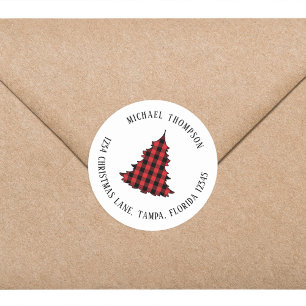 Kerstboom Eenvoudig vakantie retour adres Ronde Sticker