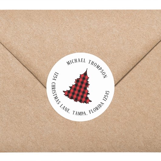 Kerstboom Eenvoudig vakantie retour adres Ronde Sticker