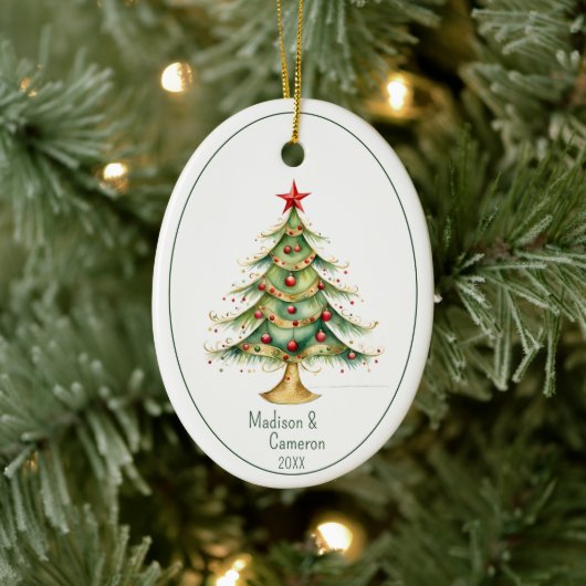 Kerstboom Eerste Kerst Samen Naam Jaar Keramisch Ornament (Boom)
