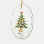 Kerstboom Eerste Kerst Samen Naam Jaar Keramisch Ornament (Links)