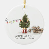 kerstboom | Eerste kerstversiering voor baby's Keramisch Ornament (Voorkant)