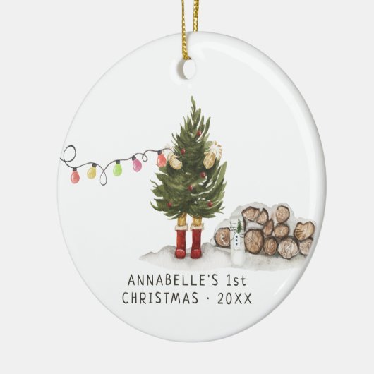 kerstboom | Eerste kerstversiering voor baby's Keramisch Ornament (Links)