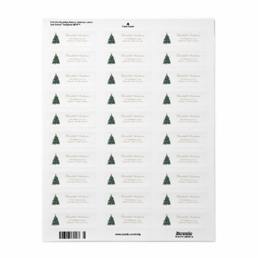 Kerstboom Elegant Adres Etiket (Full Sheet)