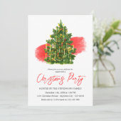 Kerstboom Elegant rood wit feestje Kaart (Staand voorkant)