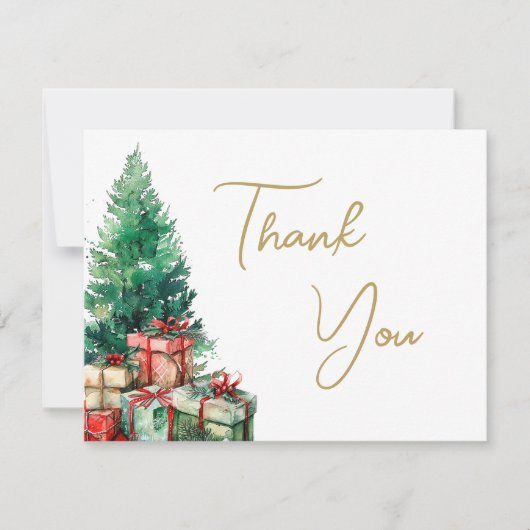 Kerstboom Elegante Gouden Script Zakelijk Bedankkaart (Voorkant)