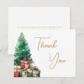 Kerstboom Elegante Gouden Script Zakelijk Bedankkaart (Voorkant / Achterkant)