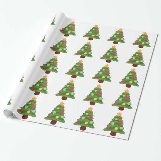 kerstboom emojis cadeaupapier (Uitgerold)