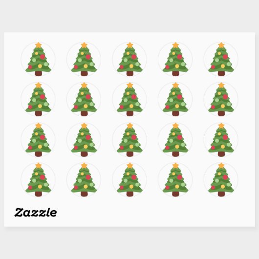 kerstboom emojis ronde sticker (Vel)