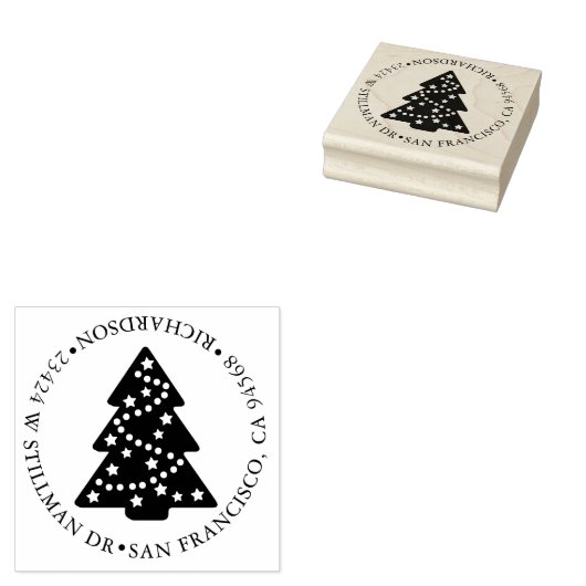 Kerstboom en adres rubberstempel (Gestempeld)