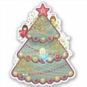 Kerstboom en Angels Vinyl Sticker (Voorkant)