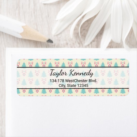 Kerstboom en Bauble Pattern Etiket (Insitu)