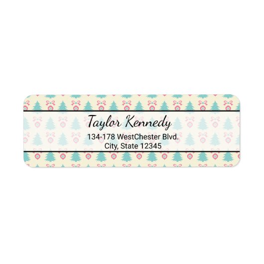 Kerstboom en Bauble Pattern Etiket (Voorkant)