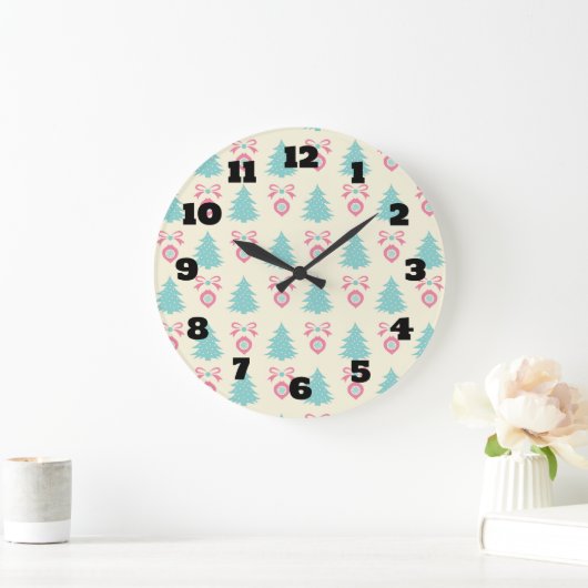 Kerstboom en Bauble Pattern Grote Klok (Huis)
