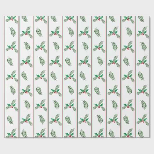 Kerstboom en bessen met strepen cadeaupapier (Vlak)