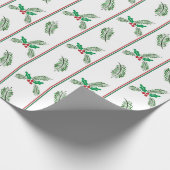 Kerstboom en bessen met strepen cadeaupapier (Hoek)