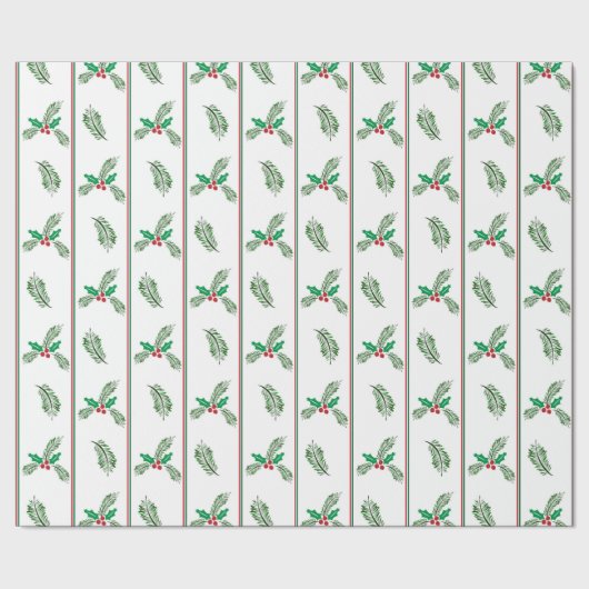 Kerstboom en bessen met strepen cadeaupapier (Zoom)